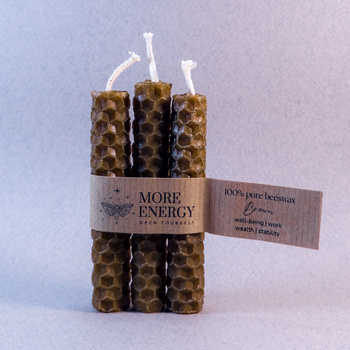 3 małe świece brązowe - jasnobrązowe | Naturalne świece z wosku pszczelego | 100% wosk pszczeli