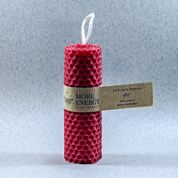 Gruba świeca słupkowa czerwona | Naturalna świeca z wosku pszczelego | 100% wosk pszczeli