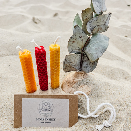 Zestaw Kreatywność | 3 małe świece | Kolorowe świece z naturalnego wosku pszczelego | 100% wosk pszczeli