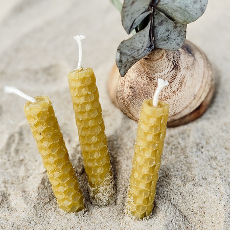 Zestaw Natura | 3 małe świece | Naturalne świece z wosku pszczelego | 100% wosk pszczeli