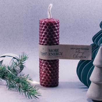 Gruba świeca słupkowa burgund | Naturalna świeca z wosku pszczelego | 100% wosk pszczeli