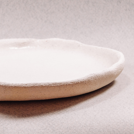 Zestaw - świecznik ceramiczny do dużych świec (stołowych) i podstawka do grubych świec słupkowych | Ręcznie wykonane | Minimalistyczny design