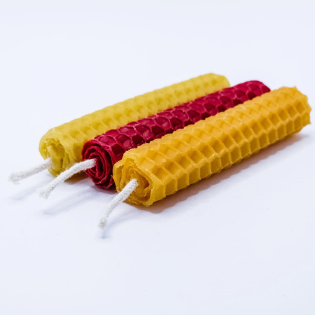 Zestaw Kreatywność | 3 małe świece | Kolorowe świece z naturalnego wosku pszczelego | 100% wosk pszczeli