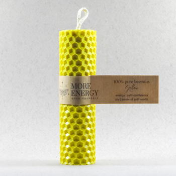 Gruba świeca słupkowa jasnożółta - słoneczna | Naturalna świeca z wosku pszczelego | 100% wosk pszczeli