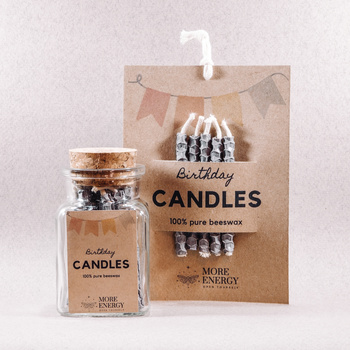 Świeczki urodzinowe na tort z naturalnego wosku pszczelego - szare | Naturalne świeczki | 100% wosk pszczeli