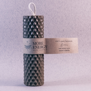 Gruba świeca słupkowa brązowa - ciemnobrązowa | Naturalna świeca z wosku pszczelego | 100% wosk pszczeli