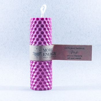 Gruba świeca słupkowa różowa | Naturalna świeca z wosku pszczelego | 100% wosk pszczeli