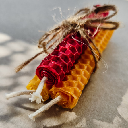 Zestaw Kreatywność | 3 małe świece | Kolorowe świece z naturalnego wosku pszczelego | 100% wosk pszczeli