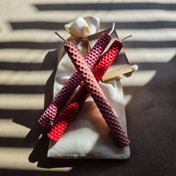 Zestaw Miłość | 3 duże świece | Kolorowe świece z naturalnego wosku pszczelego | 100% wosk pszczeli