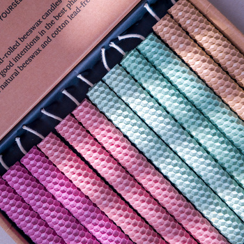 Zestaw Wdzięczność - podziękowanie | 12 dużych świec | Kolorowe świece z naturalnego wosku pszczelego | 100% wosk pszczeli