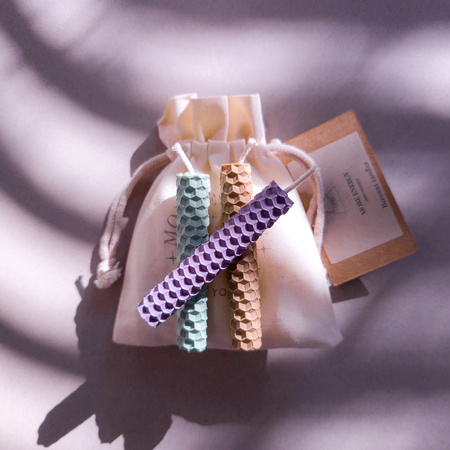 Zestaw Szczęście | 3 małe świece | Kolorowe świece z naturalnego wosku pszczelego | 100% wosk pszczeli