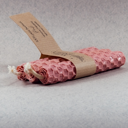 3 małe świece różowe - jasnoróżowo-brzoskwiniowe | Naturalne świece z wosku pszczelego | 100% wosk pszczeli