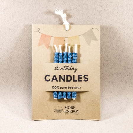 Świeczki urodzinowe na tort z naturalnego wosku pszczelego - niebieskie | Naturalne świeczki | 100% wosk pszczeli
