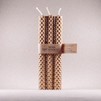 3 duże świece beżowe | Naturalne świece z wosku pszczelego | 100% wosk pszczeli