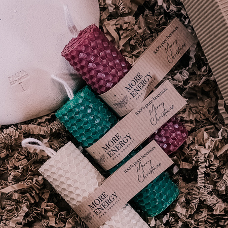 Gruba świeca słupkowa głęboka zieleń | Naturalna świeca z wosku pszczelego | 100% wosk pszczeli