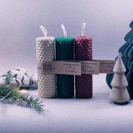 Gruba świeca słupkowa kość słoniowa | Naturalna świeca z wosku pszczelego | 100% wosk pszczeli