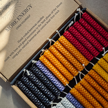 Zestaw Kreatywność | 30 małych świec | Kolorowe świece z naturalnego wosku pszczelego | 100% wosk pszczeli