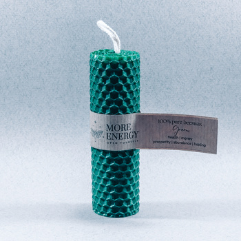 Gruba świeca słupkowa zielona | Naturalna świeca z wosku pszczelego | 100% wosk pszczeli