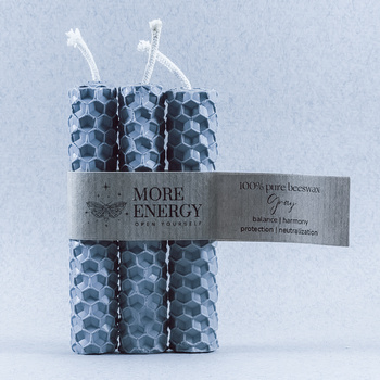 3 małe świece szare - jasnoszare | Naturalne świece z wosku pszczelego | 100% wosk pszczeli