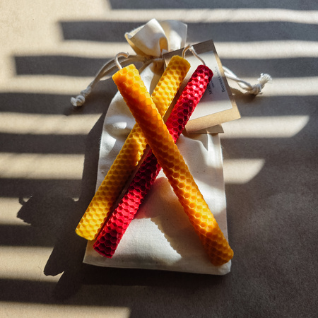 Zestaw Kreatywność | 3 duże świece | Kolorowe świece z naturalnego wosku pszczelego | 100% wosk pszczeli