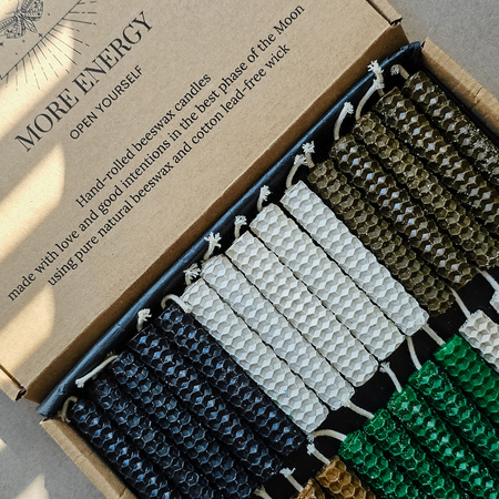 Zestaw Obfitość | 30 małych świec | Kolorowe świece z naturalnego wosku pszczelego | 100% wosk pszczeli