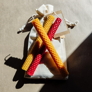 Zestaw Kreatywność | 3 duże świece | Kolorowe świece z naturalnego wosku pszczelego | 100% wosk pszczeli