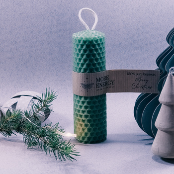 Gruba świeca słupkowa świeża zieleń | Naturalna świeca z wosku pszczelego | 100% wosk pszczeli