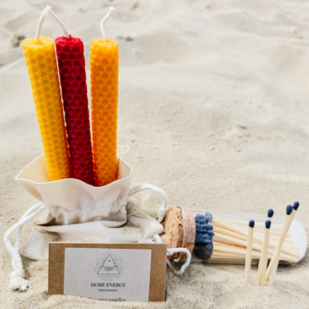 Zestaw Kreatywność | 3 duże świece | Kolorowe świece z naturalnego wosku pszczelego | 100% wosk pszczeli