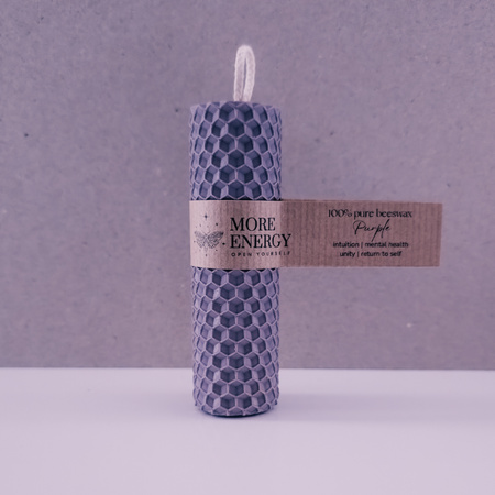 Gruba świeca słupkowa fioletowa - jasnofioletowa, lawendowa | Naturalna świeca z wosku pszczelego | 100% wosk pszczeli