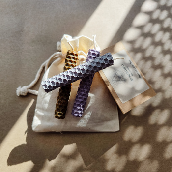 Zestaw Spokój | 3 małe świece | Kolorowe świece z naturalnego wosku pszczelego | 100% wosk pszczeli