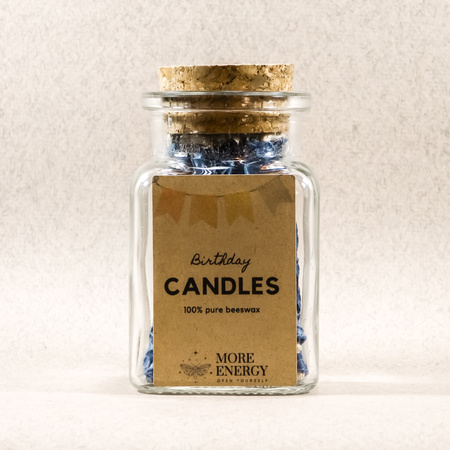 Świeczki urodzinowe na tort z naturalnego wosku pszczelego - niebieskie | Naturalne świeczki | 100% wosk pszczeli