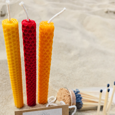 Zestaw Kreatywność | 3 duże świece | Kolorowe świece z naturalnego wosku pszczelego | 100% wosk pszczeli