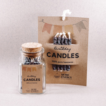 Świeczki urodzinowe na tort z naturalnego wosku pszczelego - ciemnoszaro-fioletowe | Naturalne świeczki | 100% wosk pszczeli