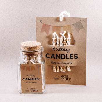 Świeczki urodzinowe na tort z naturalnego wosku pszczelego - kość słoniowa - ecru | Naturalne świeczki | 100% wosk pszczeli