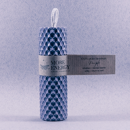 Gruba świeca słupkowa fioletowa - jasnofioletowa, lawendowa | Naturalna świeca z wosku pszczelego | 100% wosk pszczeli