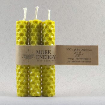 3 małe świece jasnożółte - słoneczne | Naturalne świece z wosku pszczelego | 100% wosk pszczeli