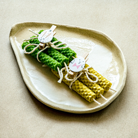 3 małe świece zielone - świeża zieleń | Naturalne świece z wosku pszczelego | 100% wosk pszczeli