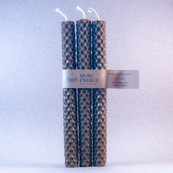 3 duże świece brązowe - ciemnobrązowe | Naturalne świece z wosku pszczelego | 100% wosk pszczeli