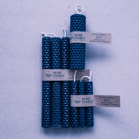 Gruba świeca słupkowa czarna | Naturalna świeca z wosku pszczelego | 100% wosk pszczeli