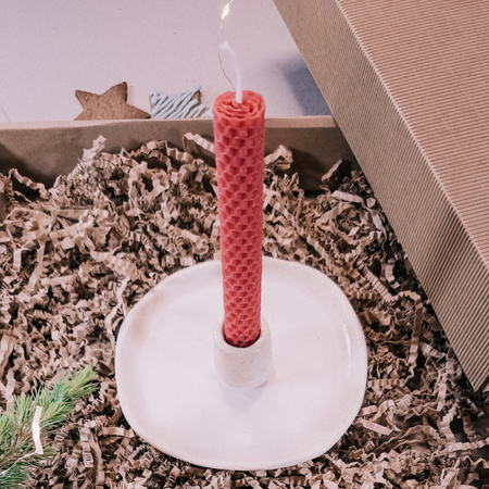 3 świece stołowe ciepła czerwień - świeża zieleń | Naturalne świece z wosku pszczelego | 100% wosk pszczeli