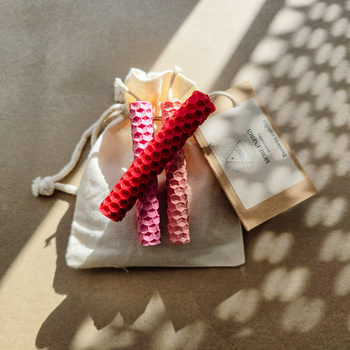 Zestaw Miłość | 3 małe świece | Kolorowe świece z naturalnego wosku pszczelego | 100% wosk pszczeli