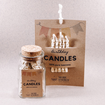 Świeczki urodzinowe na tort z naturalnego wosku pszczelego - białe | Naturalne świeczki | 100% wosk pszczeli