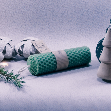 Gruba świeca słupkowa świeża zieleń | Naturalna świeca z wosku pszczelego | 100% wosk pszczeli