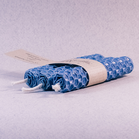 3 małe świece niebieskie | Naturalne świece z wosku pszczelego | 100% wosk pszczeli