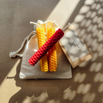 Zestaw Kreatywność | 3 małe świece | Kolorowe świece z naturalnego wosku pszczelego | 100% wosk pszczeli