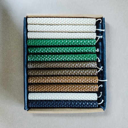 Zestaw Obfitość | 12 dużych świec | Kolorowe świece z naturalnego wosku pszczelego | 100% wosk pszczeli