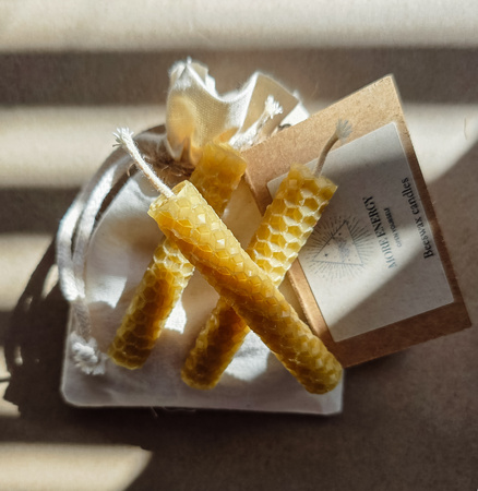 Zestaw Natura | 3 małe świece | Naturalne świece z wosku pszczelego | 100% wosk pszczeli