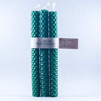 3 duże świece zielone | Naturalne świece z wosku pszczelego | 100% wosk pszczeli