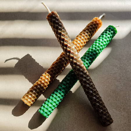 Zestaw Obfitość | 12 dużych świec | Kolorowe świece z naturalnego wosku pszczelego | 100% wosk pszczeli