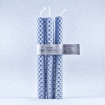 3 duże świece szare - jasnoszare | Naturalne świece z wosku pszczelego | 100% wosk pszczeli